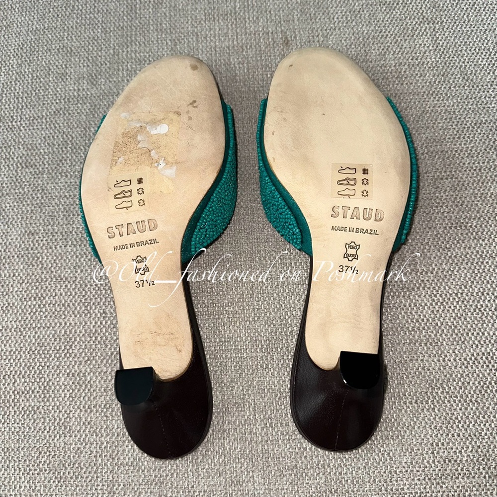 STAUD Brigitte Beaded Slide Sandals - Teal - Picture 16 of 16